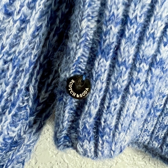 Scotch & Soda Alpaca Blend EUC Loose-Knit Puff Shoulder Heather Blue Sweater L - Picture 5 of 12